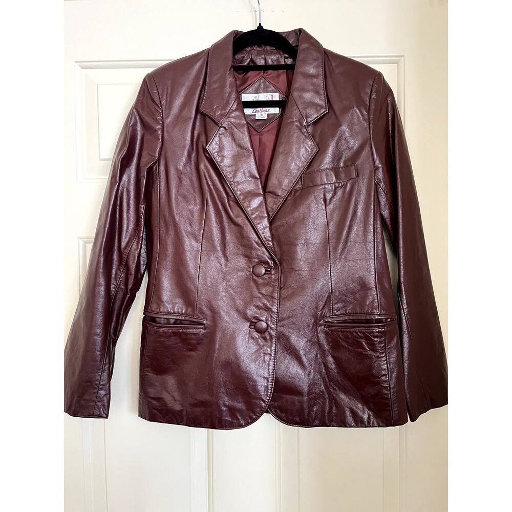 Vintage Classic Directions Leathers Burgundy Jacket sz M/10 Excellent Condition